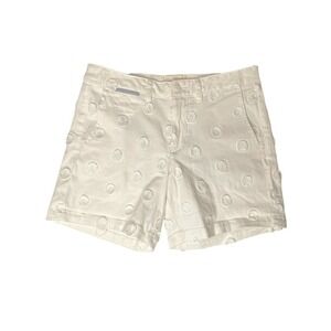 Anthropologie Chino Relaxed Fit White Polka Dot Textured Shorts Size 26 Petite